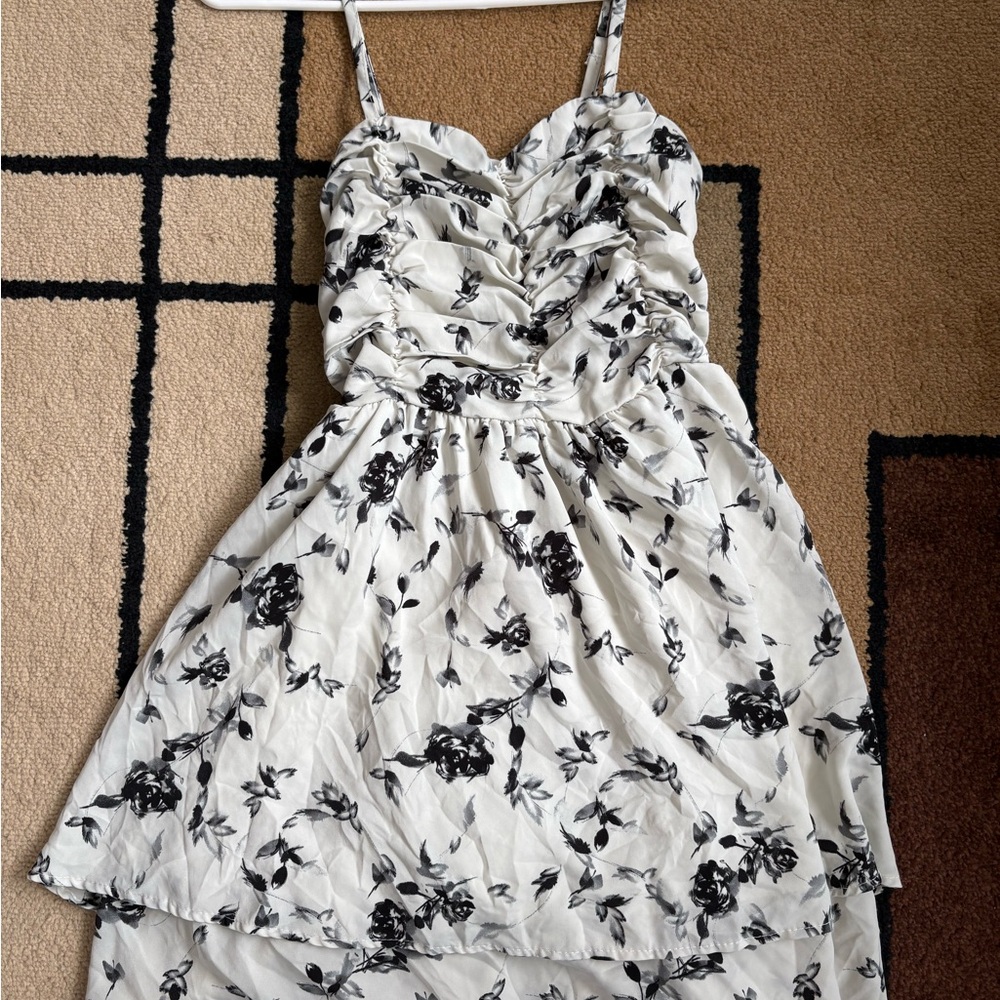 Floral Black and White Women's Dress